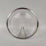 Cut crystal tray and solid silver rim.