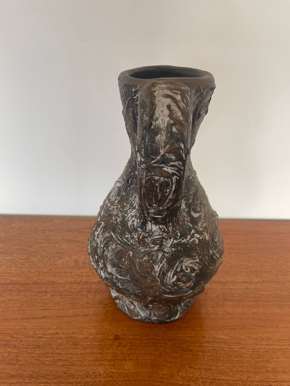 Brown ceramic vase from Vallauris, 1960s/70s