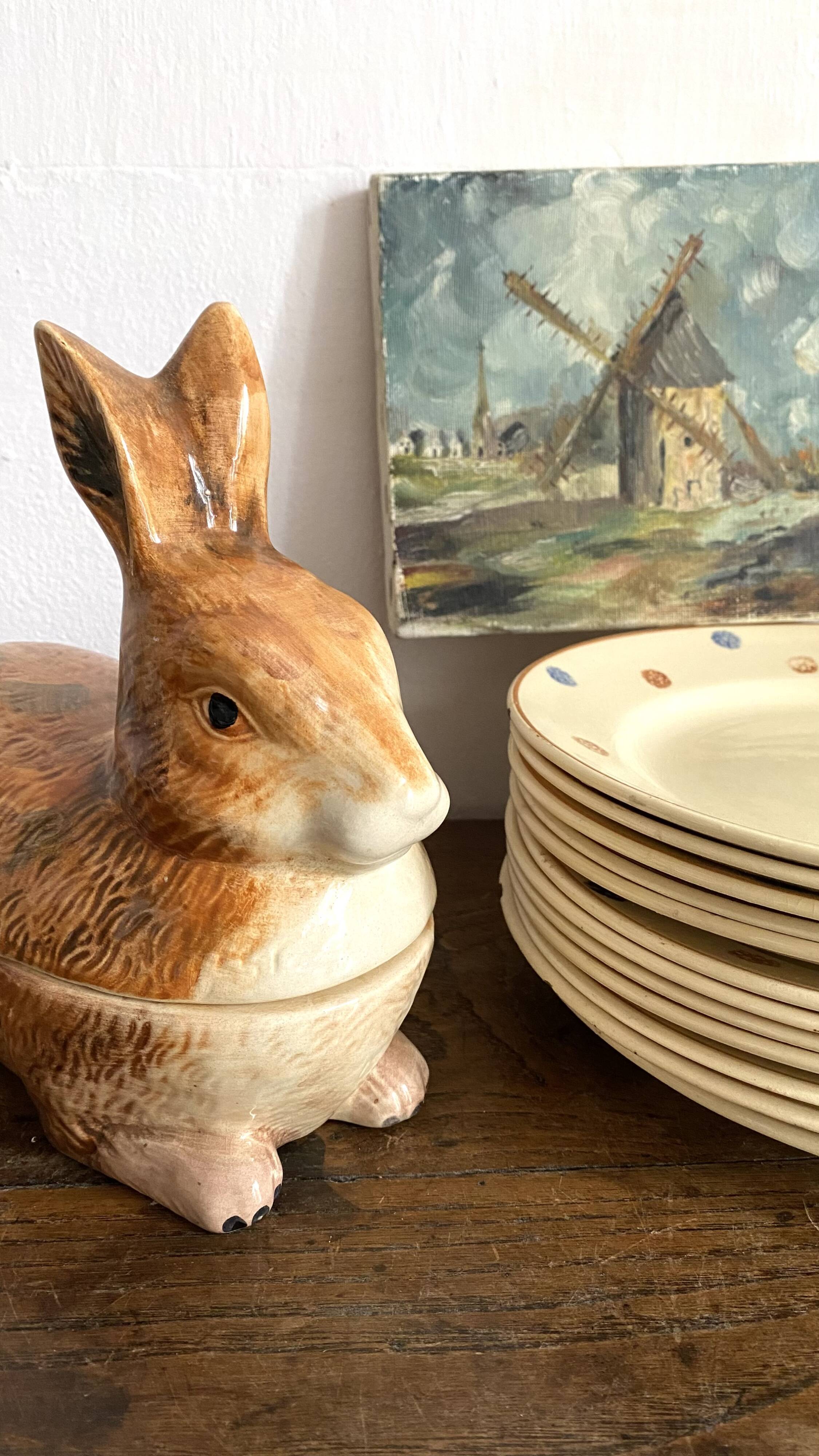Ceramic rabbit, zoomorphic terrine