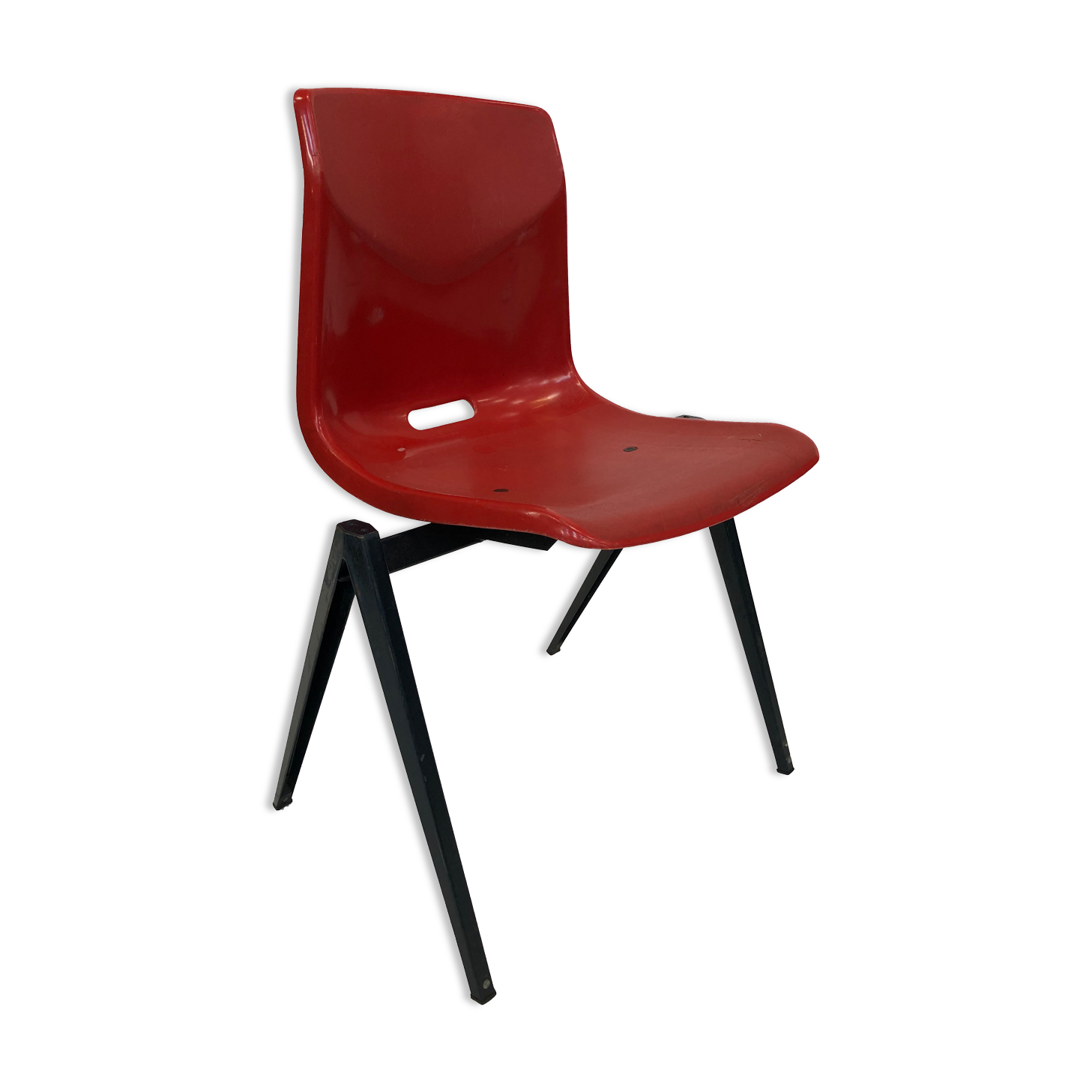 Chaise galvanitas vintage avec pieds compas