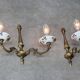 Mid-Century Italian Brass and Ceramic Sconce, set of 2