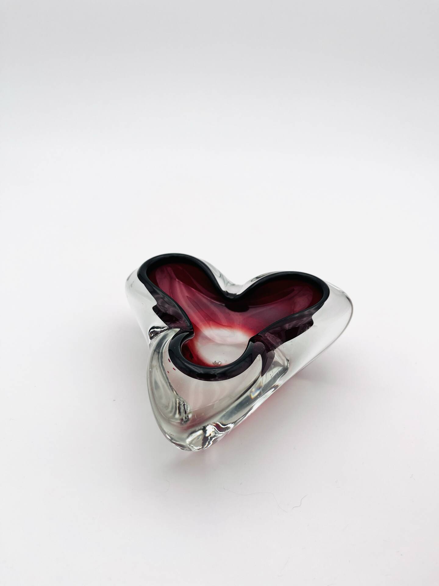 Trilobe Murano Sommerso Ruby Red & Solid Crystal Pocket Vase
