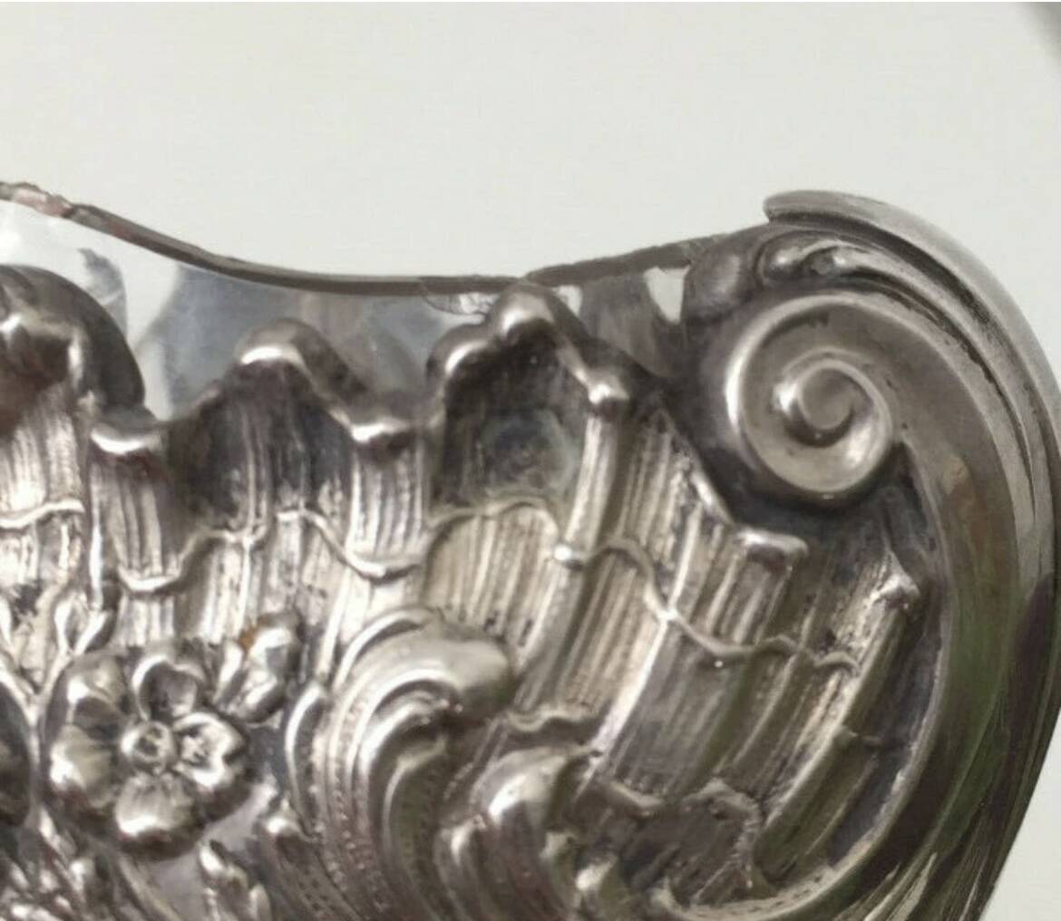 Beautiful pair of Louis XV style silver salt cellars