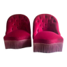 Pair of upholstered toad armchairs