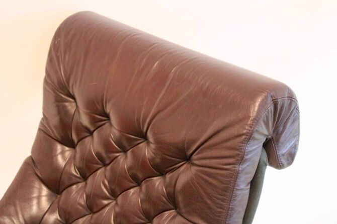Leather armchair with footstool Noboru Nakamura Bore