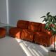 Modular Sofa Incorporated Coffee Table Burnt Orange Velvet