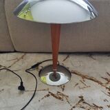 F LINE chrome and wood desk lamp