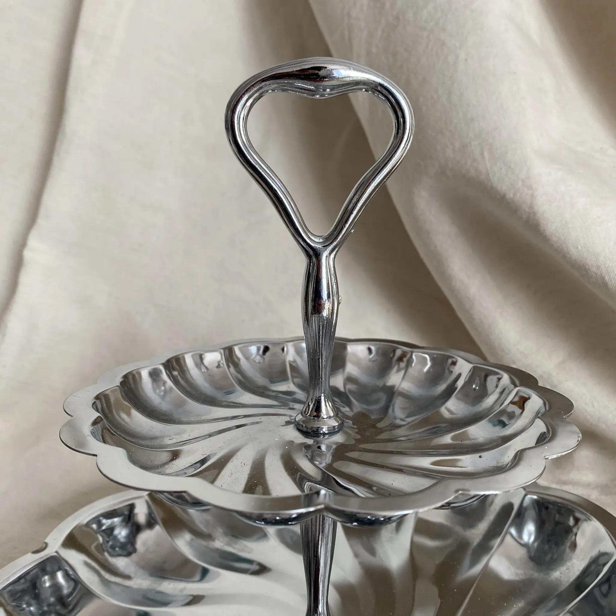Presentation dish 2 stainless steel trays, 1970s-80s