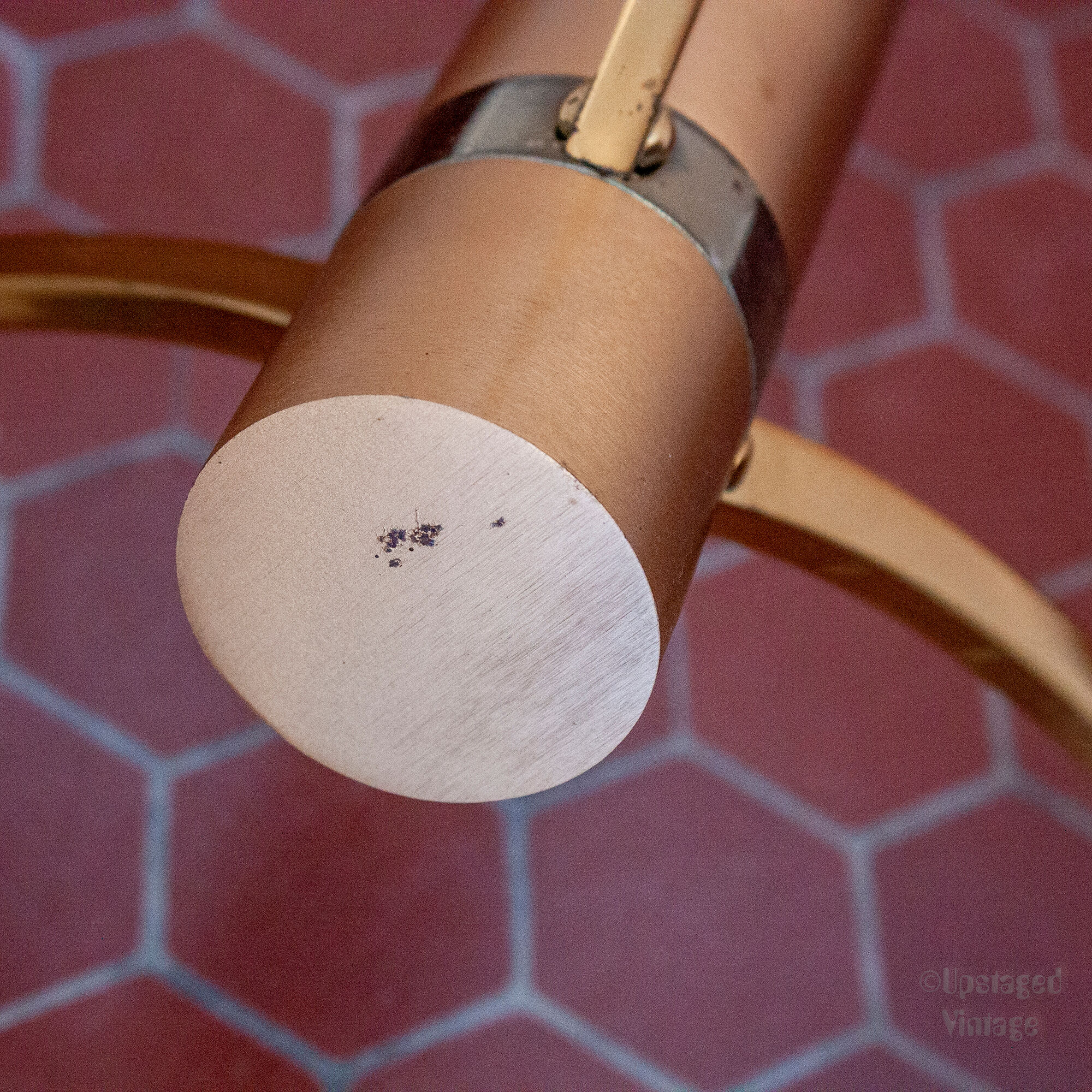 Mid-Century Ceiling Lamp in Brushed Gold with Lampshade in Ribbed Glass G.V. Luminaires