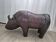 Leather rhinoceros footrest by Valenti, circa 1975.