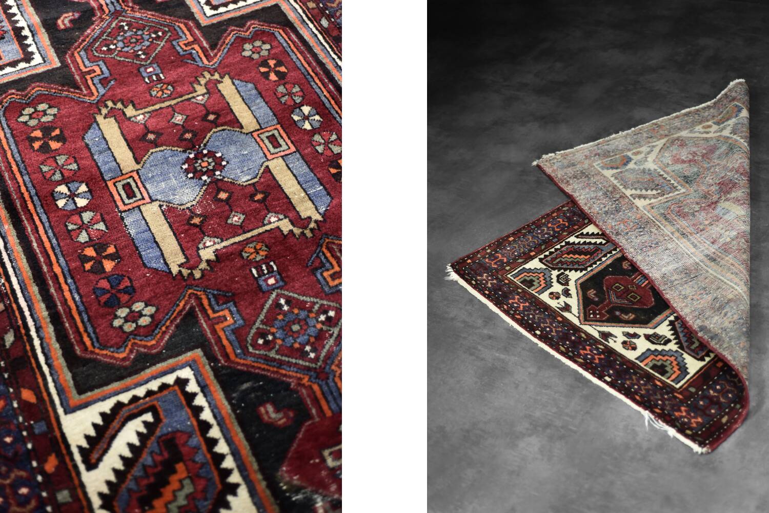 Vintage handwoven Zanjan Hamadan oriental rug, Middle East, 1960s.