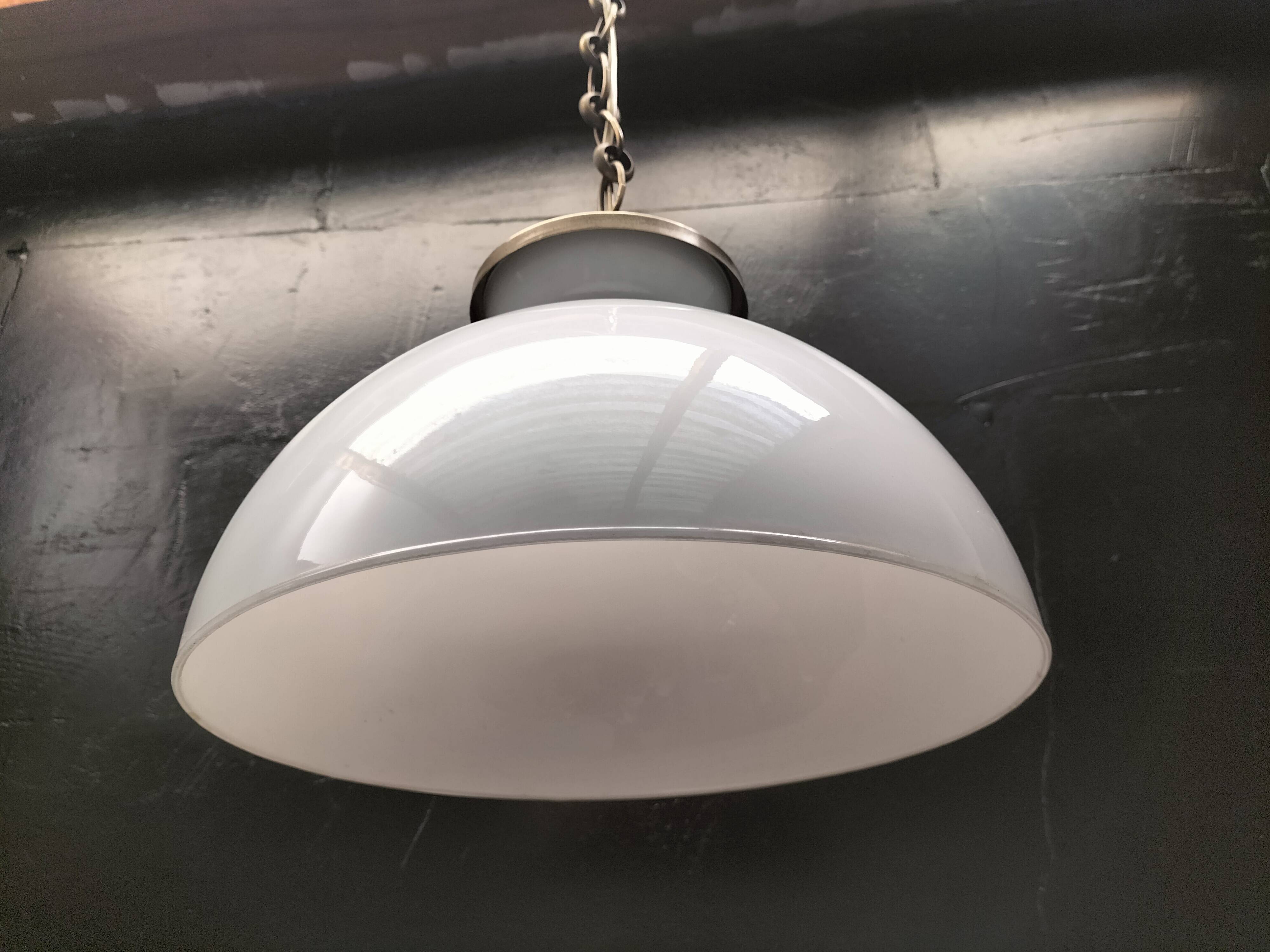 Large opaline pendant light