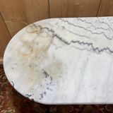 Authentic bistro table with white marble and cast iron from the early 20th century.