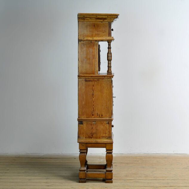 Armoire rustique allemande en pin et chêne, vers 1850