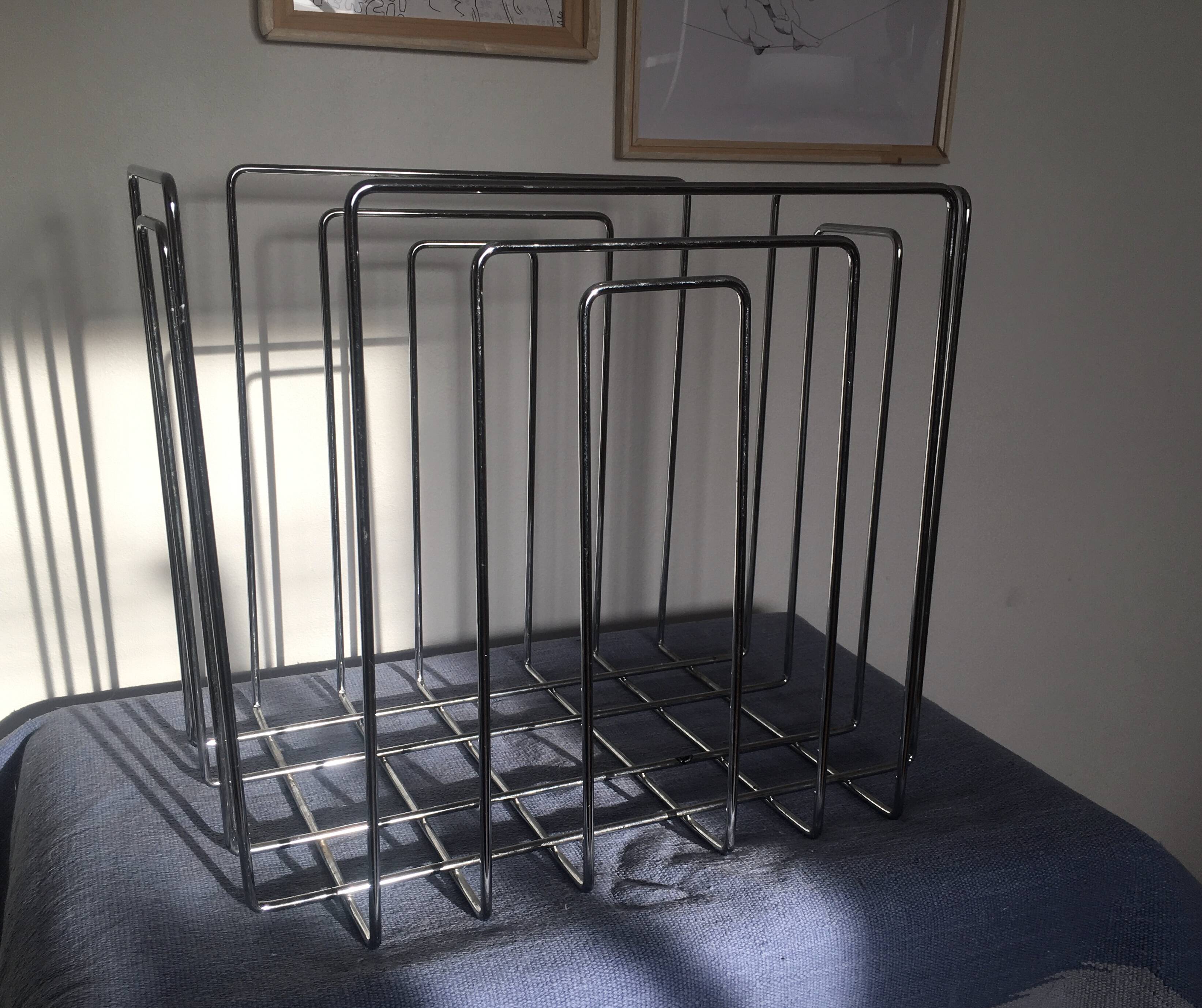 TMP chrome magazine rack by Willi Glaeser
