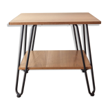 Side table in wood and steel in the style of Jacques Hitier, 1950s