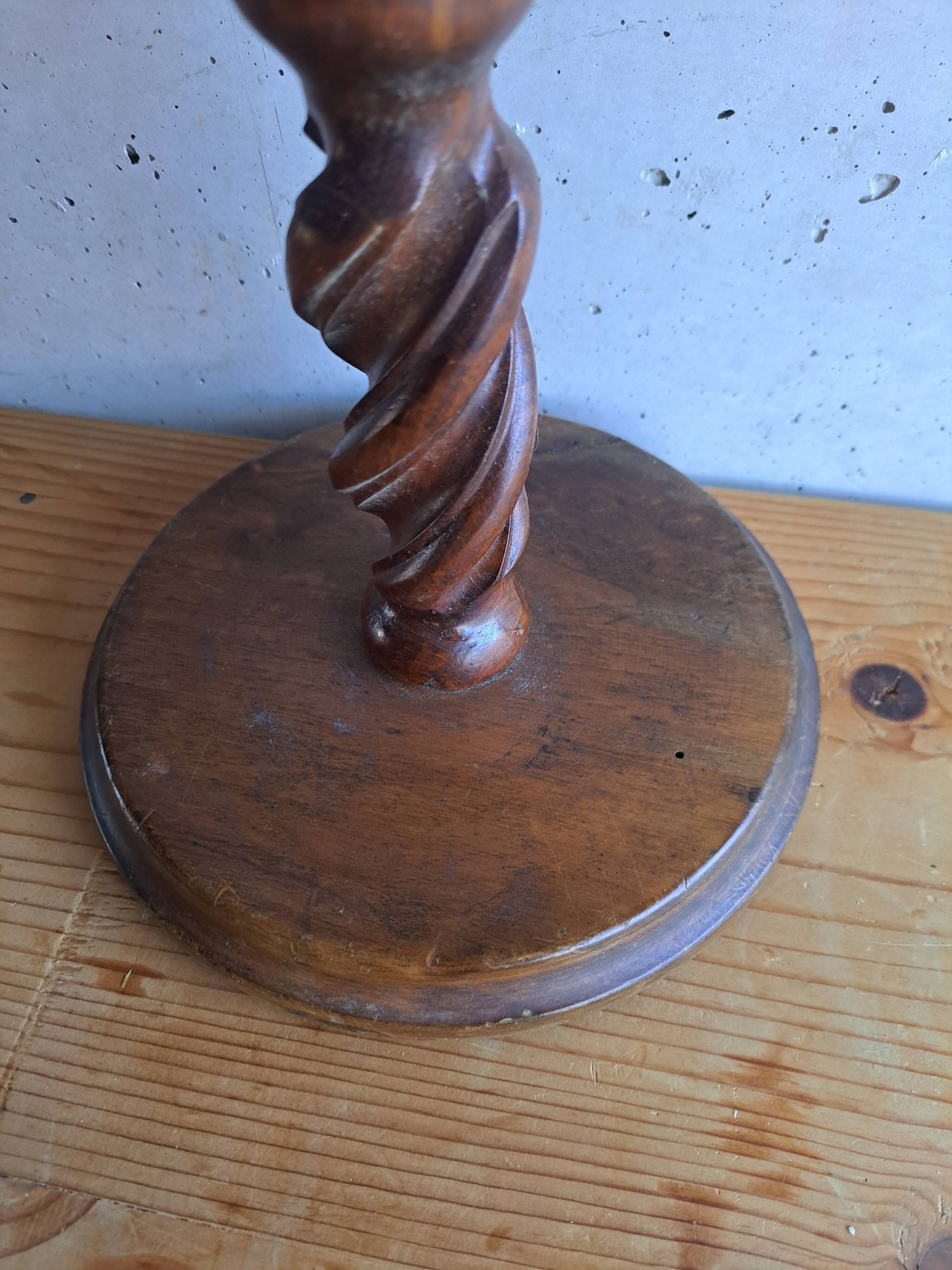 Candlestick / Bolster / Old plant holder in turned wood