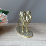Sculpture figurine de chameau en laiton sur socle fait main vintage