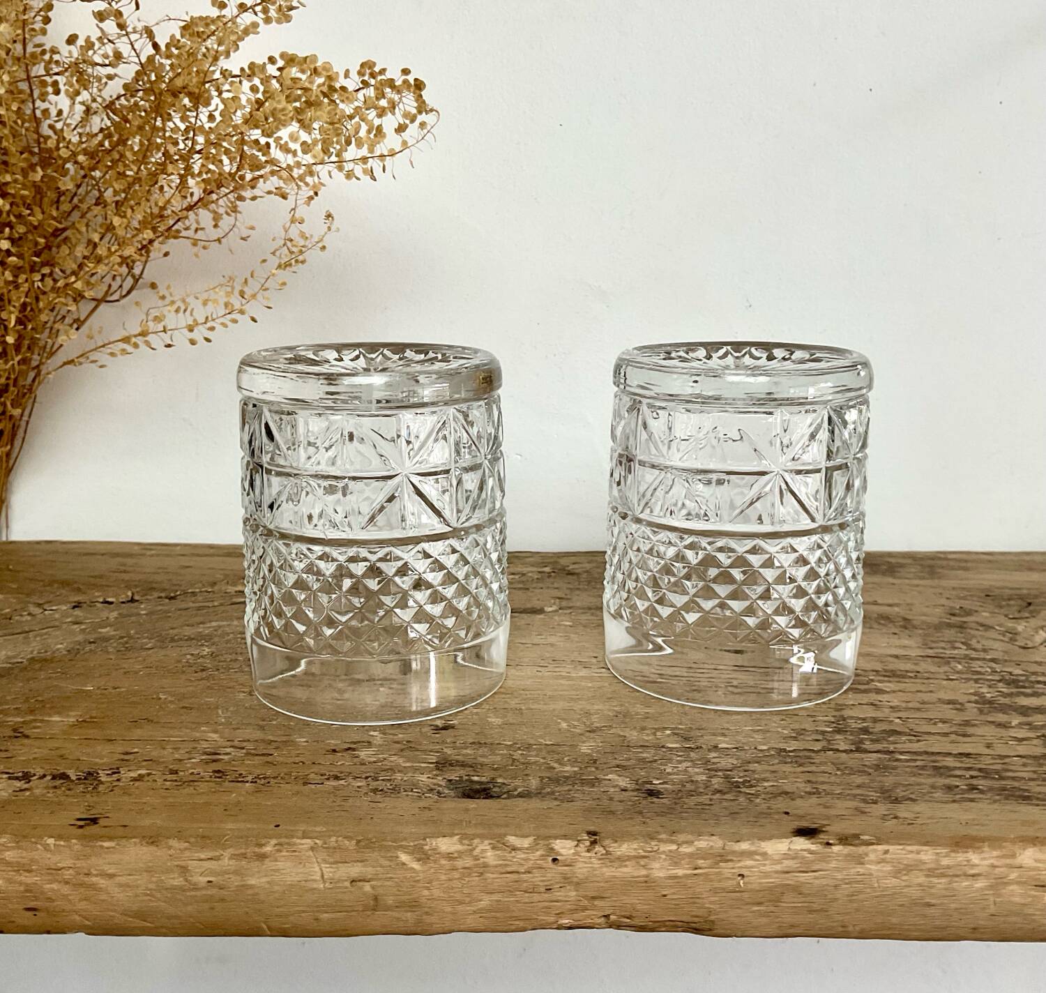 4 vintage whiskey glasses