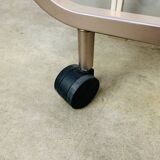 Kaymet dessert trolley in smoked glass and anodised aluminium, 1980s.