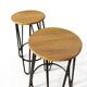 Pair of industrial style bar stools – Wooden seat & tapered legs