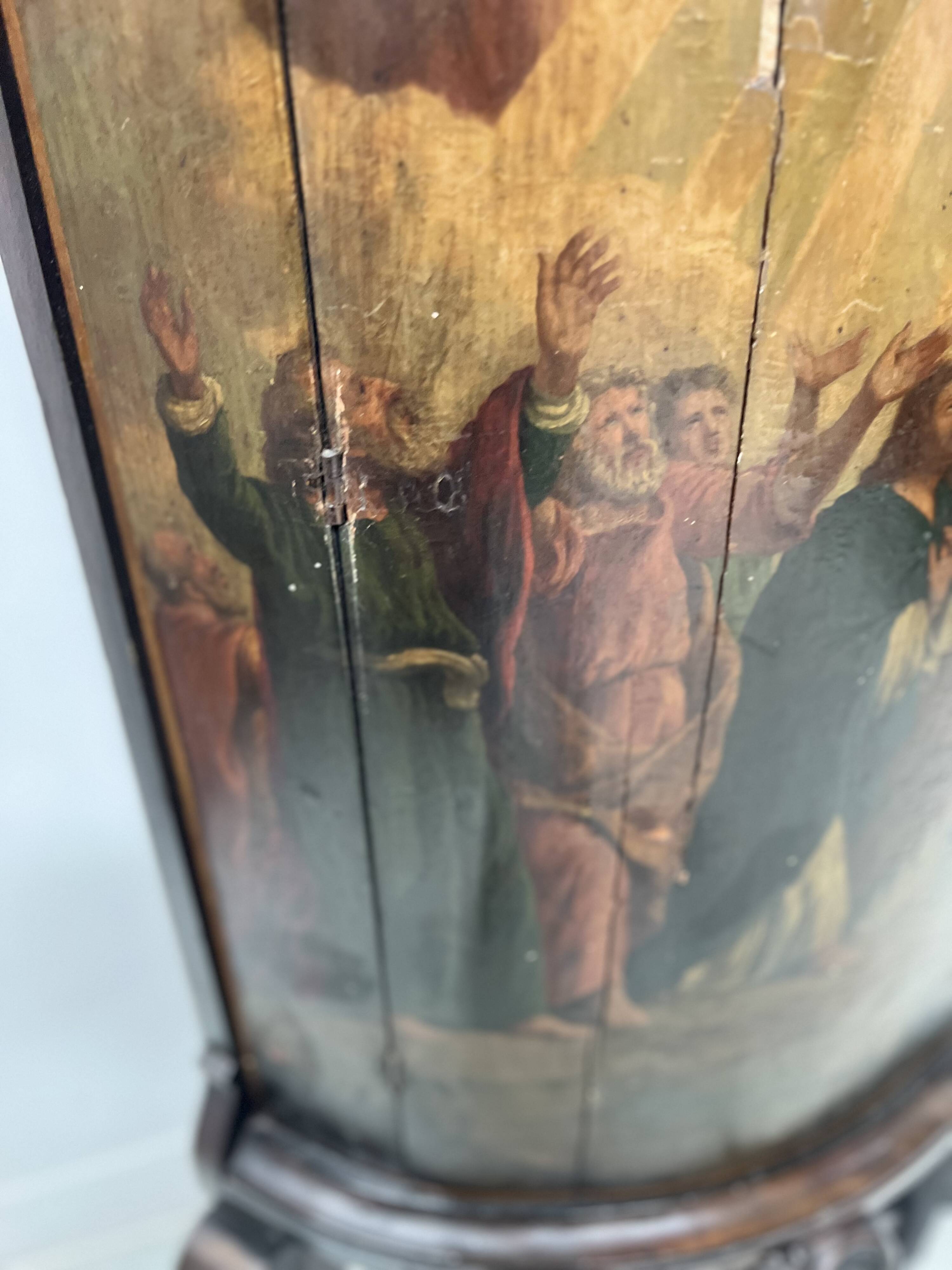 Half-moon corner cabinet decorated with a biblical scene, 19th century