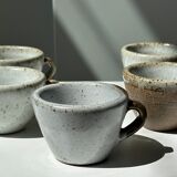 Set of 5 Indonesian ceramic handle coffee cups