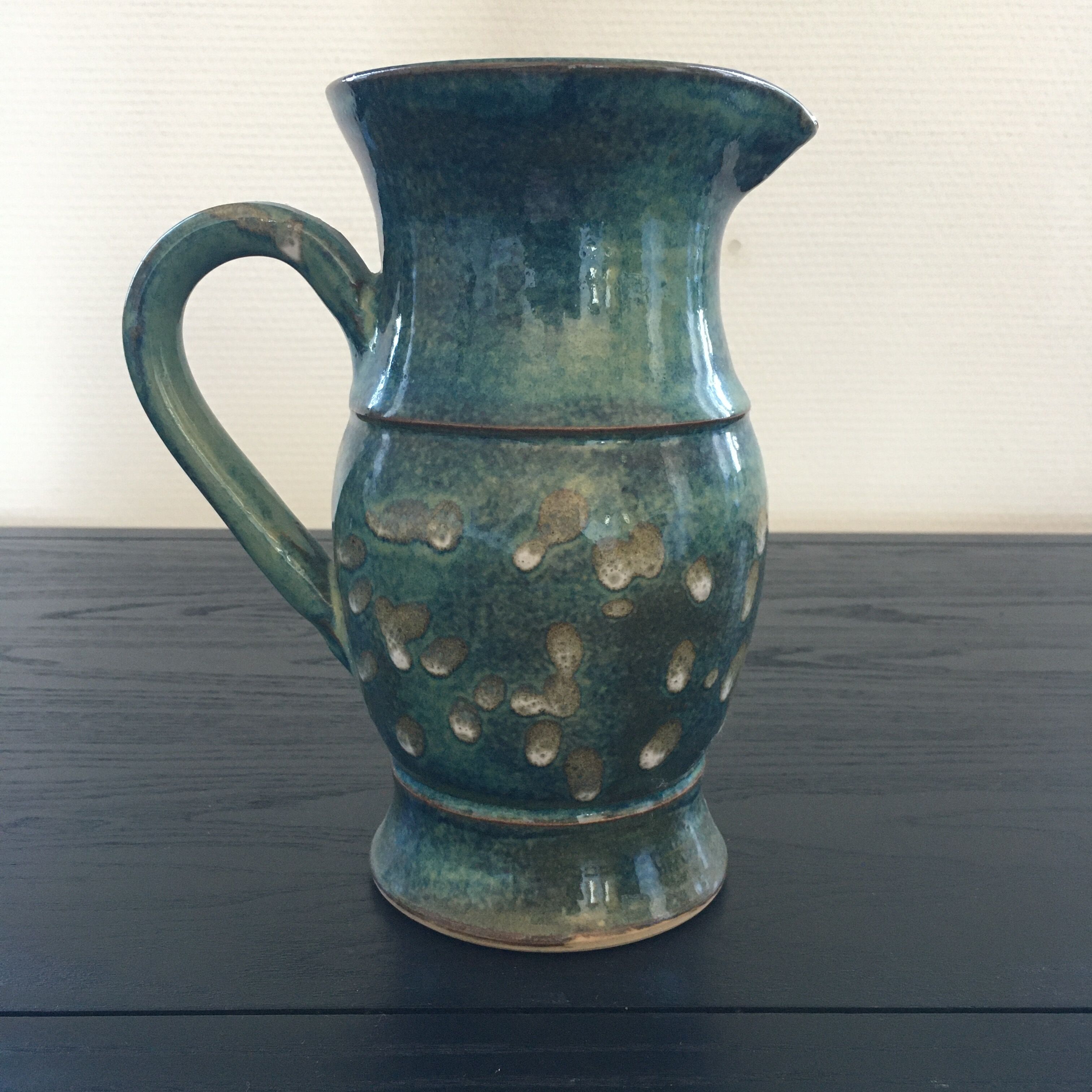 Pitcher blue green decoration peas