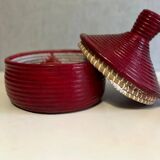Red leather and wicker Tuareg basket