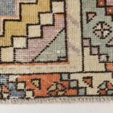 3x10 Orange Blue Handmade Geometric Vintage Runner Rug, 85x304Cm