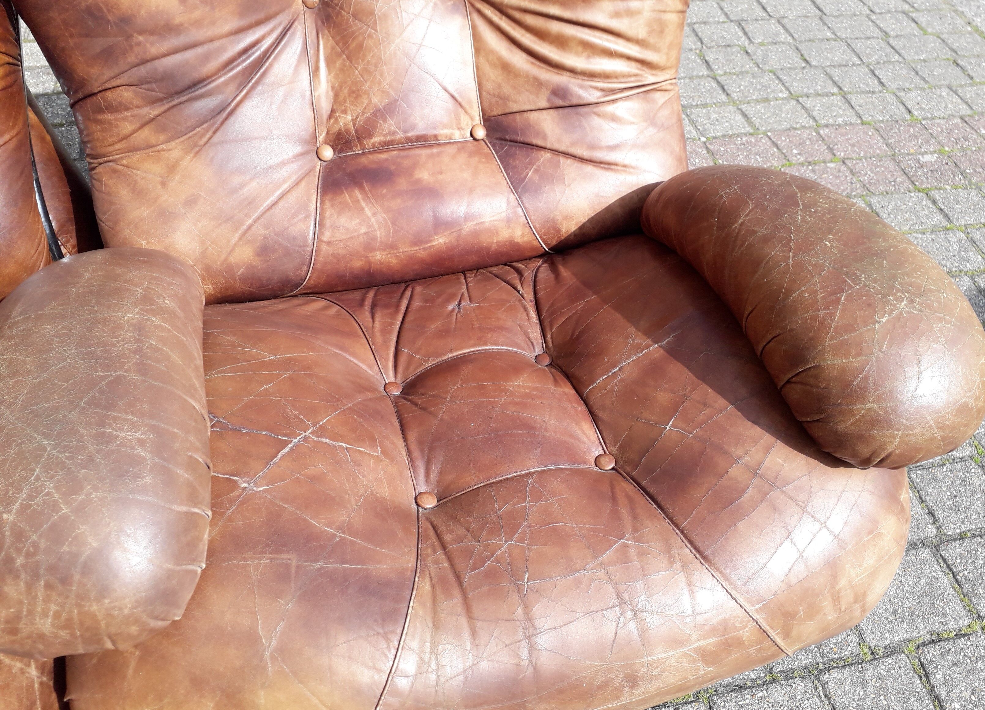 full leather sofa IPE spa Italian design 70s