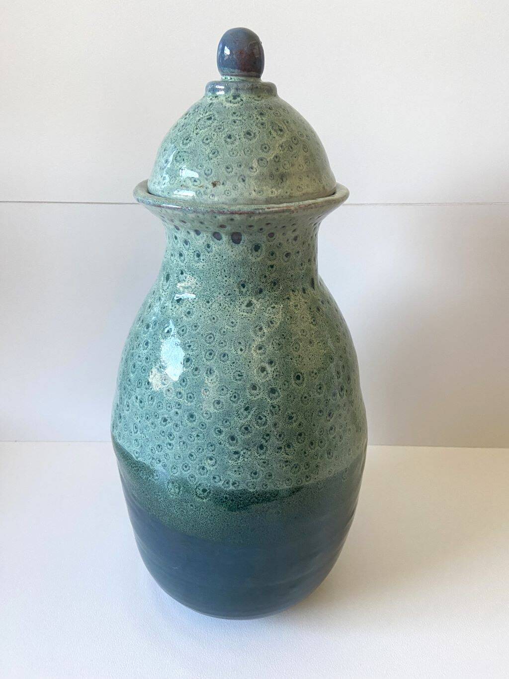Unusual Vase/Pot/Urn, Glazed Terracotta Ceramic, Red, Signed "DP"