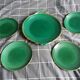 Dessert or cheese set, dish and 4 plates, Saint Clément green and gold