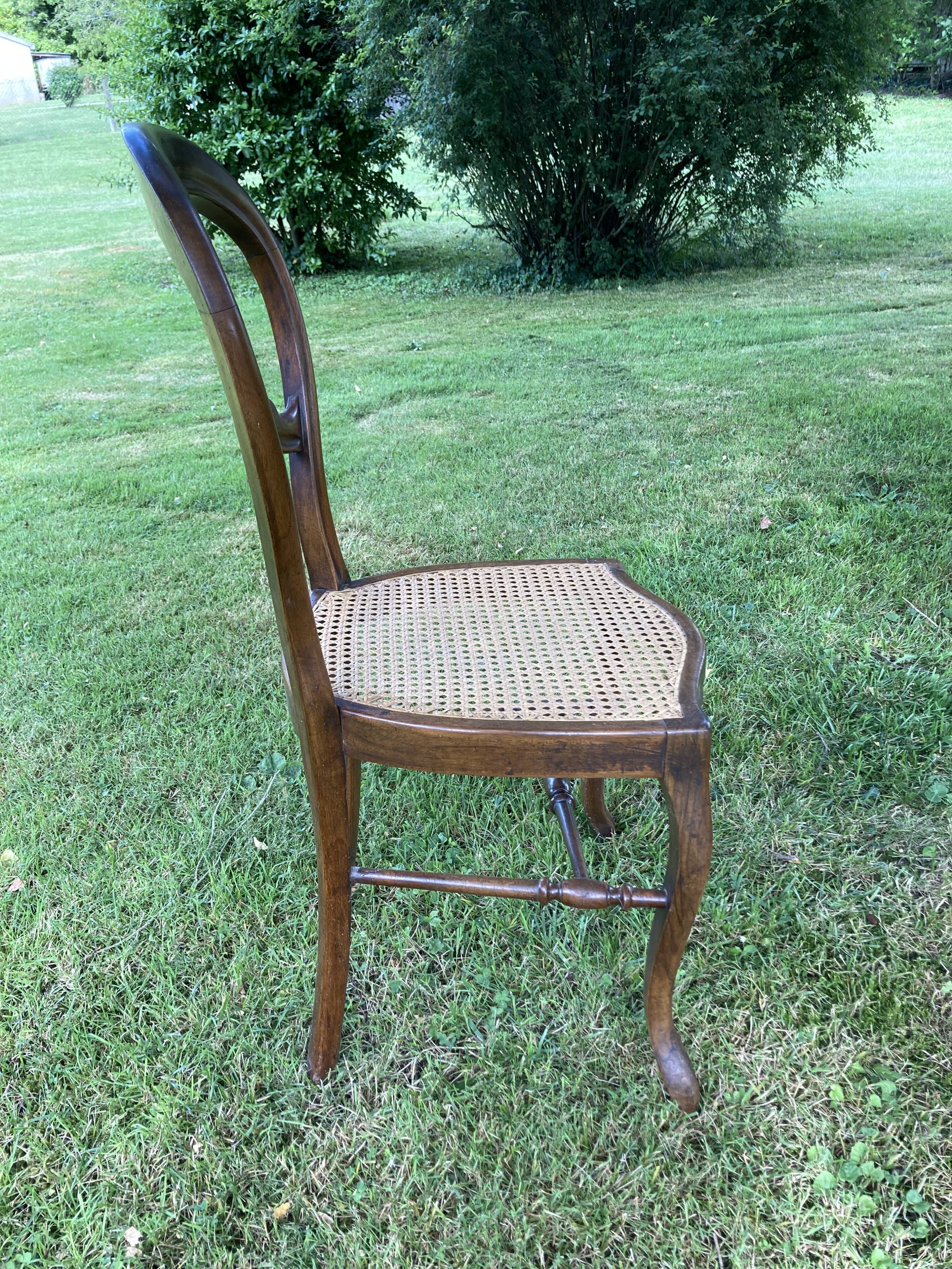 3 chaises cannées de style louis Philippe