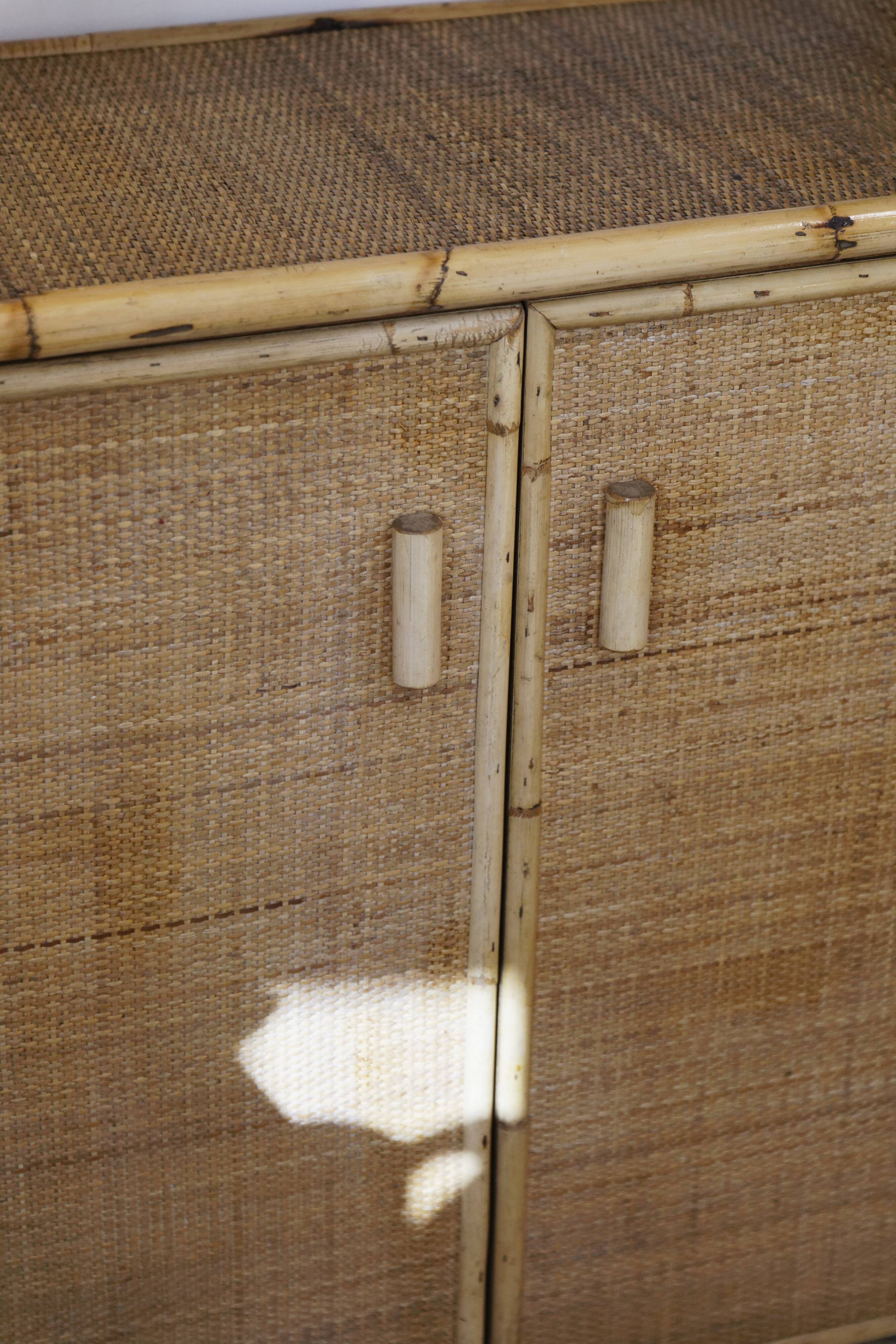 Rattan bamboo sideboard shelf