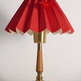 Brass Table Lamp with Teak, Asea, Sweden 1950s
