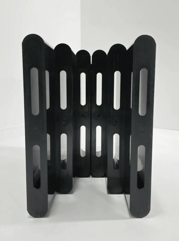 Large black magazine rack by Giotto Stoppino for Kartell, Italy 1970.