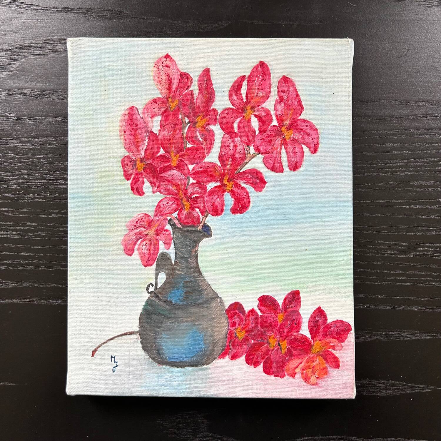 Small pink bouquet painting