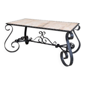 Coffee table in marble and wrought iron, Mediterranean spirit.