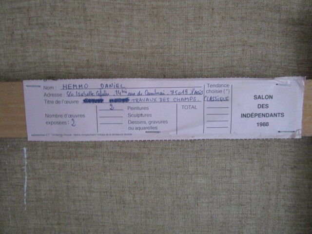 Oil-on-canvas painting "field work" 1987