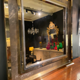 Mirror Belgo Chrom XXL, brass, tin, chrome and bronze mirror 130x130cm