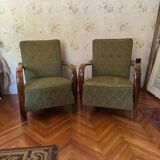 Chaises longues Art Déco avec accoudoirs en bois courbés, années 1930, lot de 2