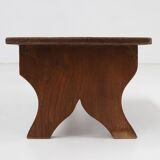 Small Rustic Wooden Stool with Curved Base, France, 1900s