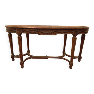 Louis XVI style end of bed bench in carved walnut 20th century