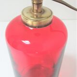 Lampe verre rouge et laiton vintage