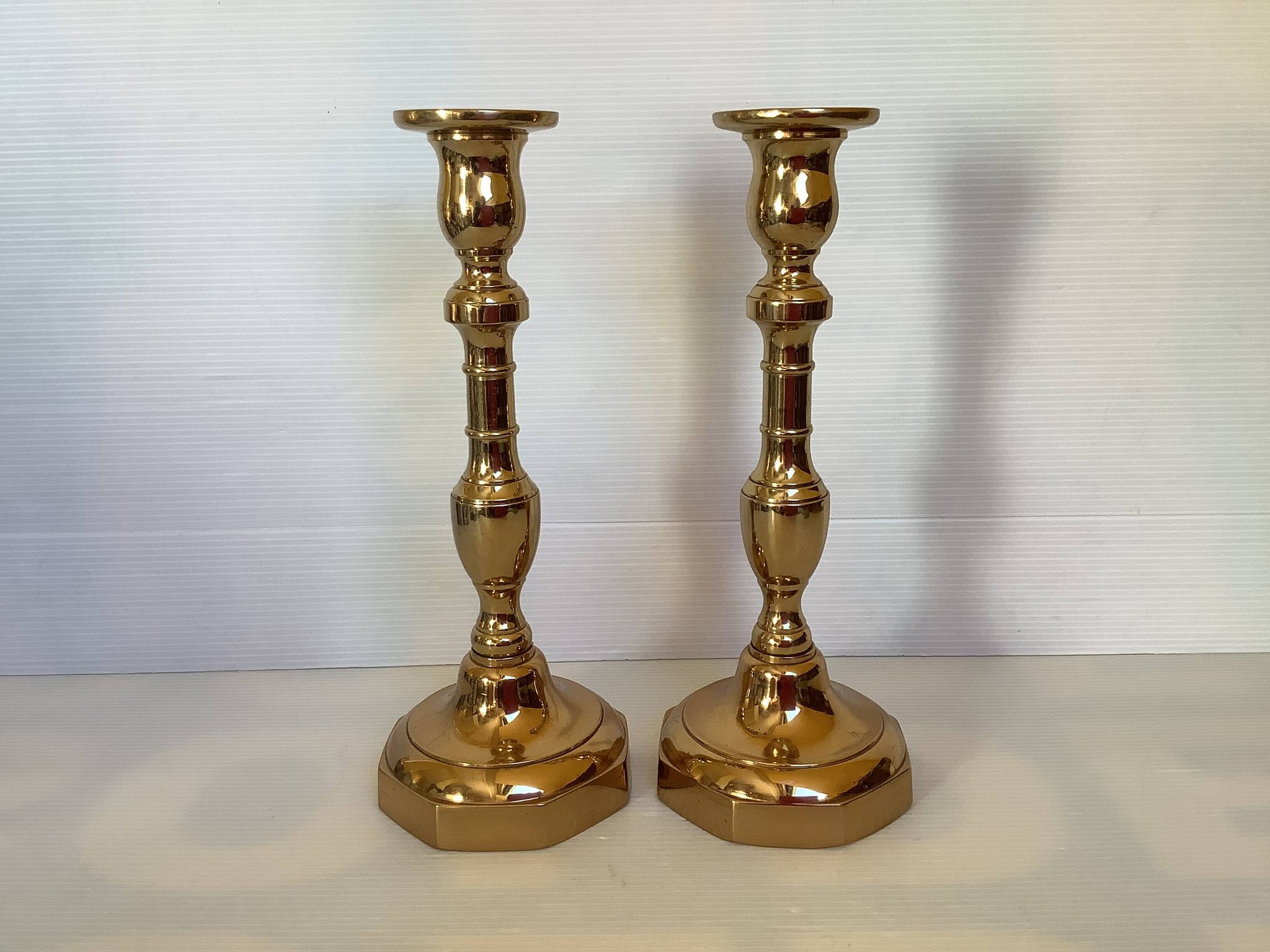 Pair of large brass candlesticks