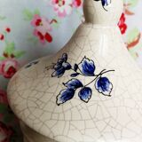 Ancien flacon d'apothicaire fleurs bleues vintage
