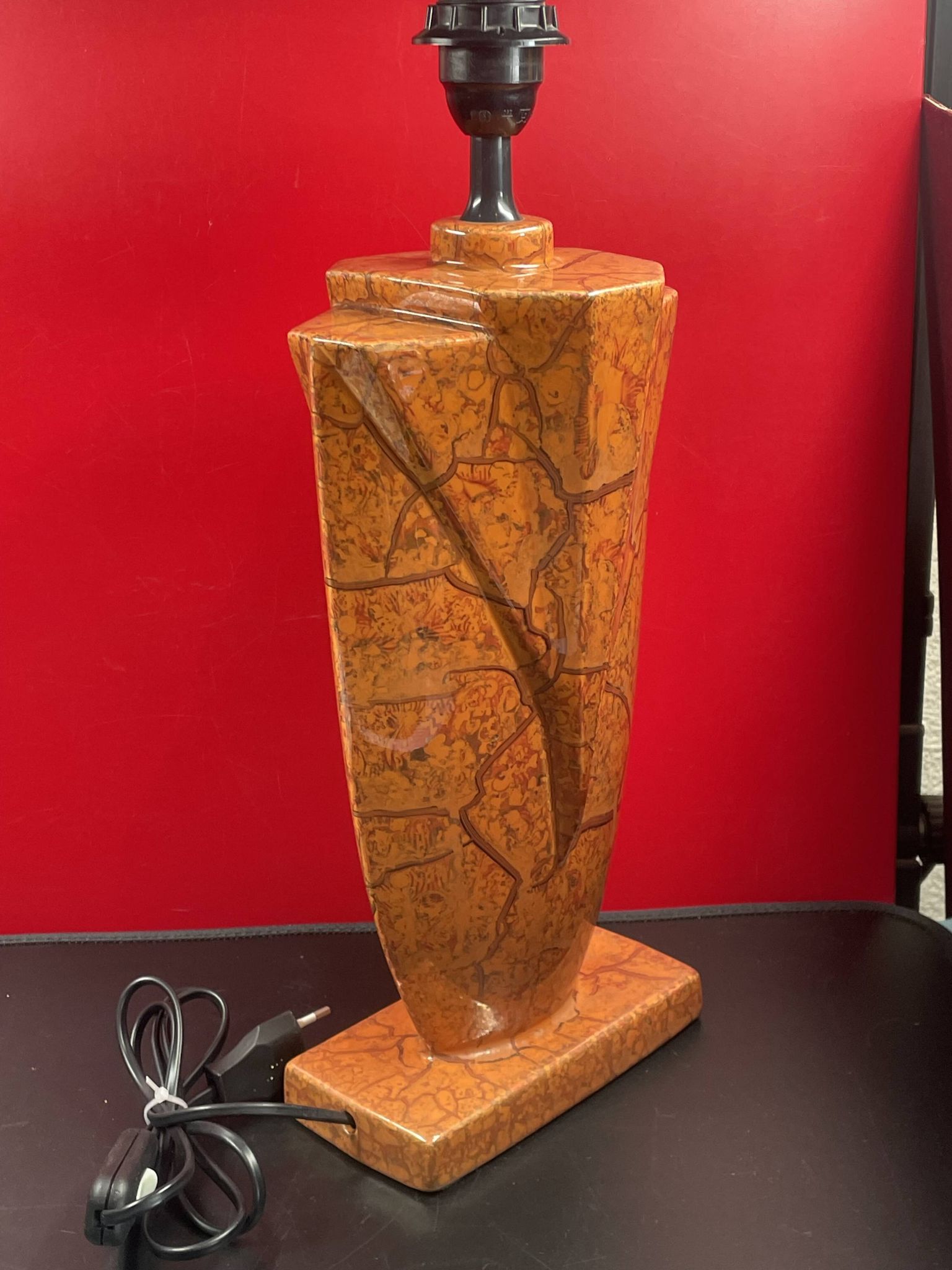 Art Deco Style Ceramic Lamp Base Faux Coral Marble 45 cm socket height