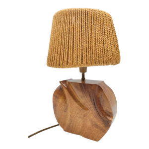 Lampe en bois abat jour en corde