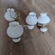 Suspension with 3 brass/opaline lights and its wall light.
